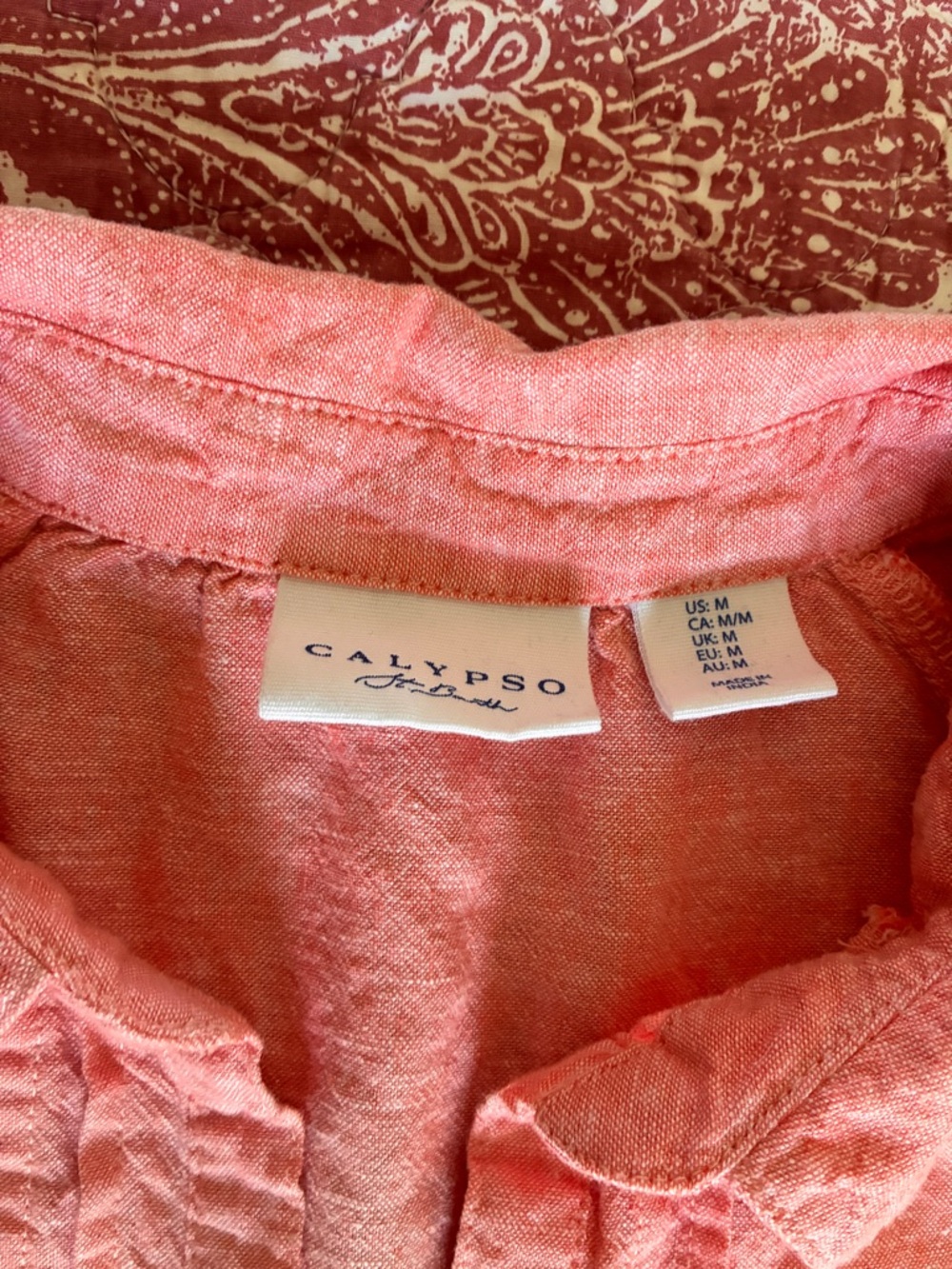 Calypso St. Barth Coral Button-Front Maxi Shirt Dress